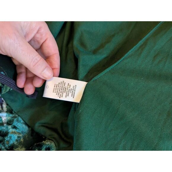 Anthropologie Eva Franco Women's Size Medium Green Floral Velvet Car Coat Jacket - Picture 5 of 6